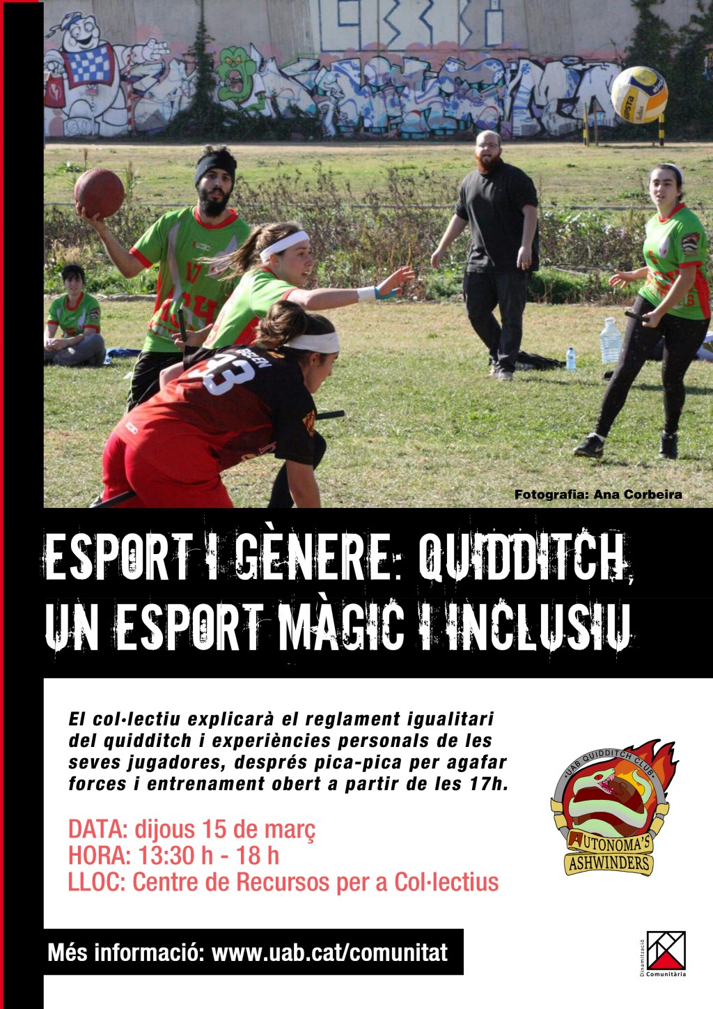 L’equip de Quidditch de la UAB ens parlarà sobre com es viu l’esport i el gènere dins el&nbsp;Quidditch