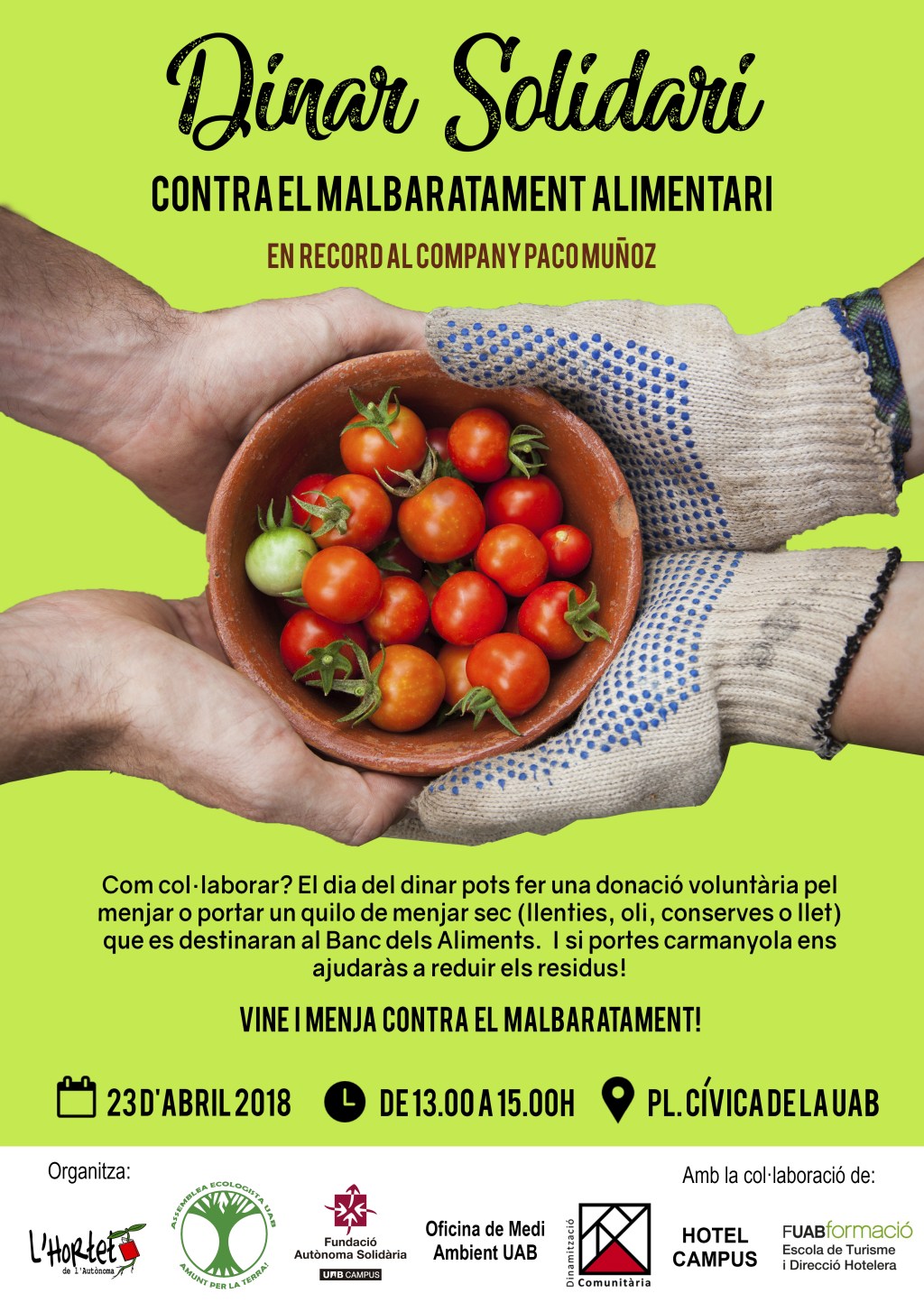 Dinar solidari contra el malbaratament d’aliments