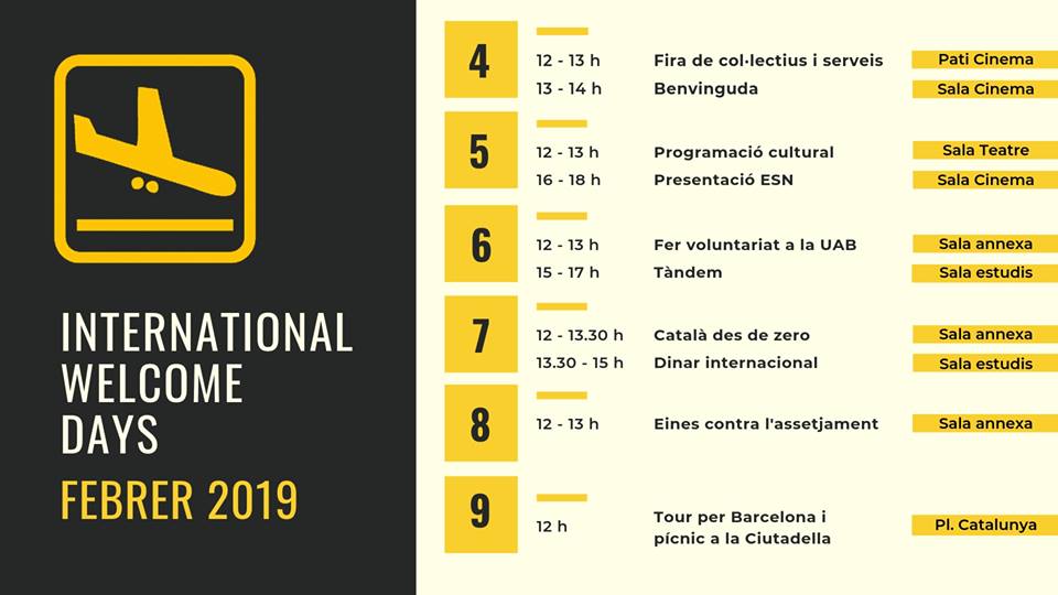 Els International Welcome Days (IWD) del segon semestre del curs 2018/2019 ja són&nbsp;aquí