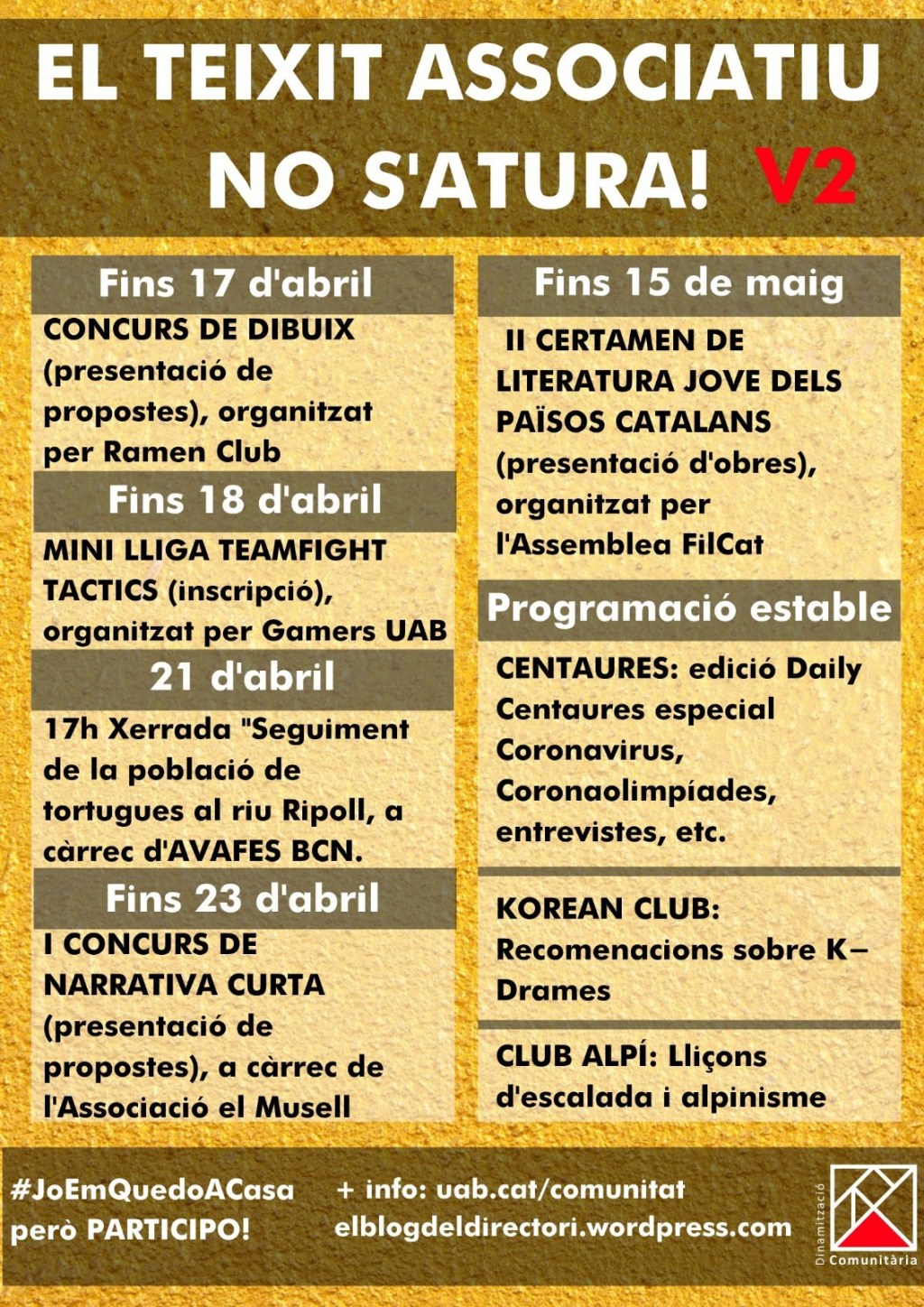 Actualització: noves activitats per fer des de&nbsp;casa!