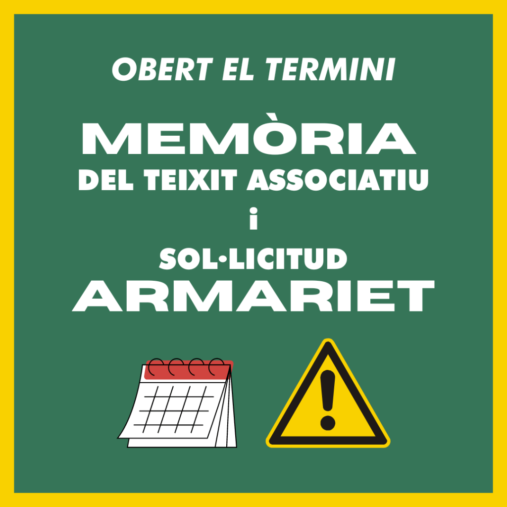 [IMPORTANT] Obert el termini per fer la memòria i demanar&nbsp;armariet!